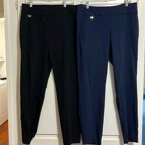 Alfani women’s set of 2 new tummy control pull on pants in size 14, black, navy